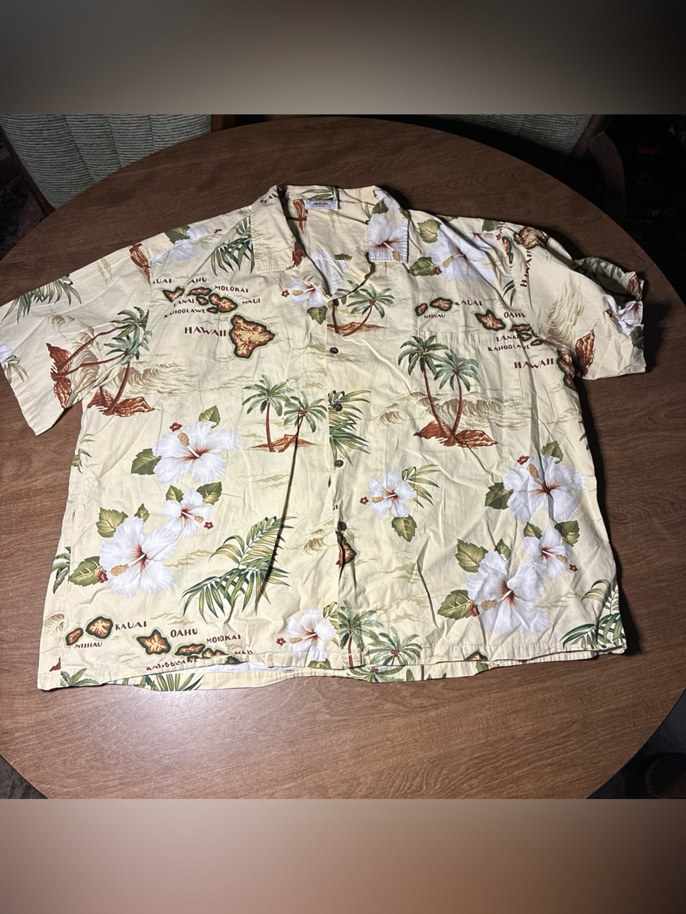 Pacific Legend Men's Hawaiian Shirt Cream Floral 4XL Button Up Short Sleeve